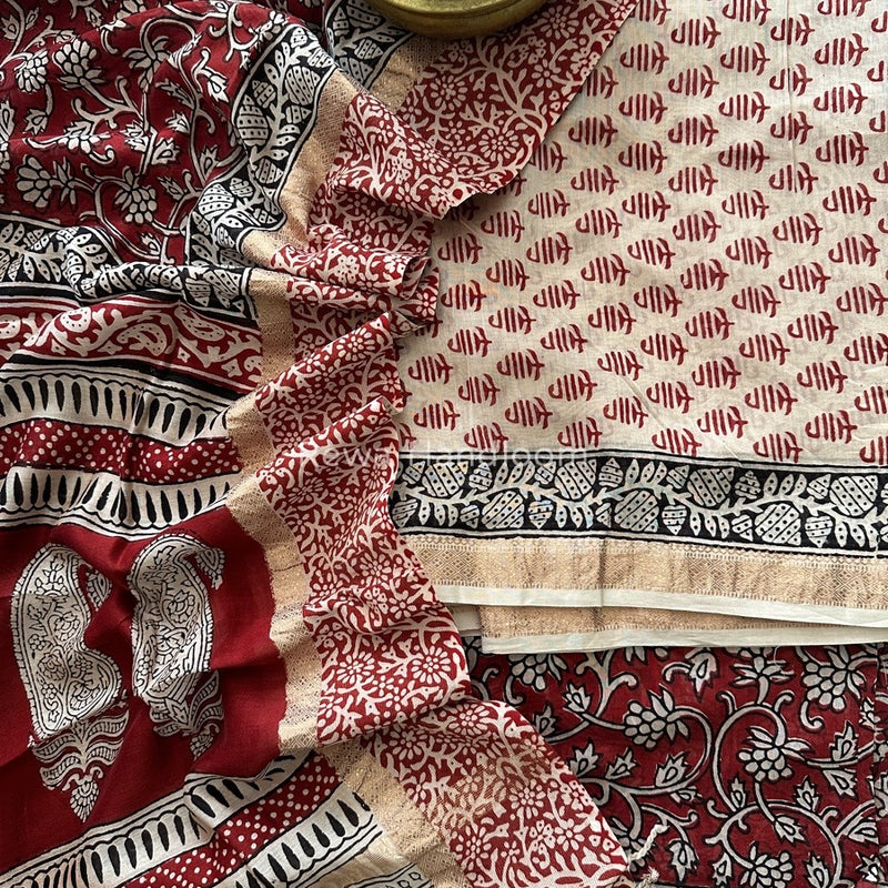 Maheshwari White Bagh Print Suit BSP0134