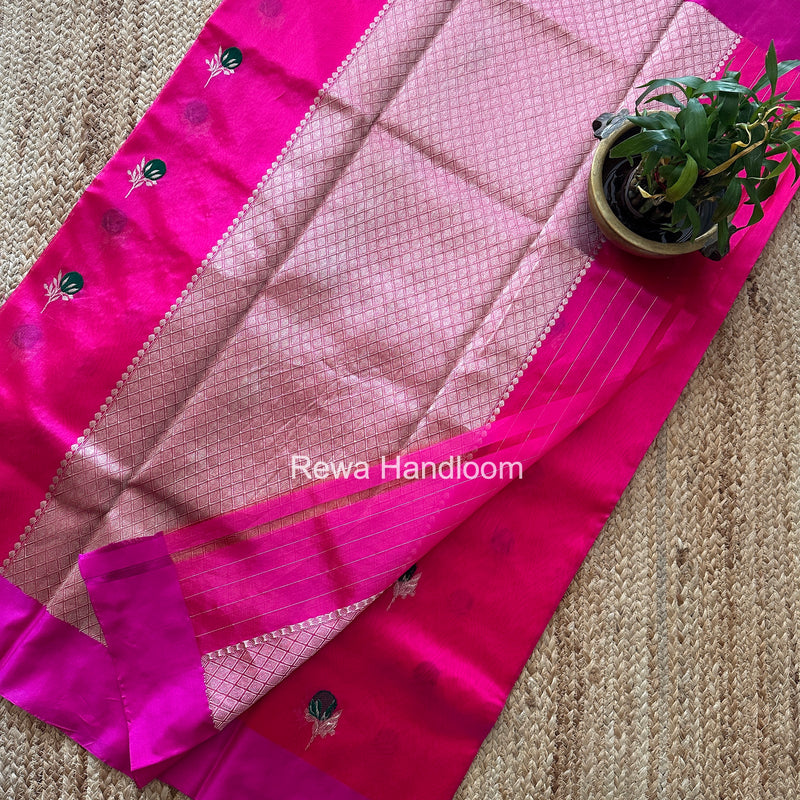Fuchsia Pink Chanderi Pattu Silk Butta Saree CPBS04