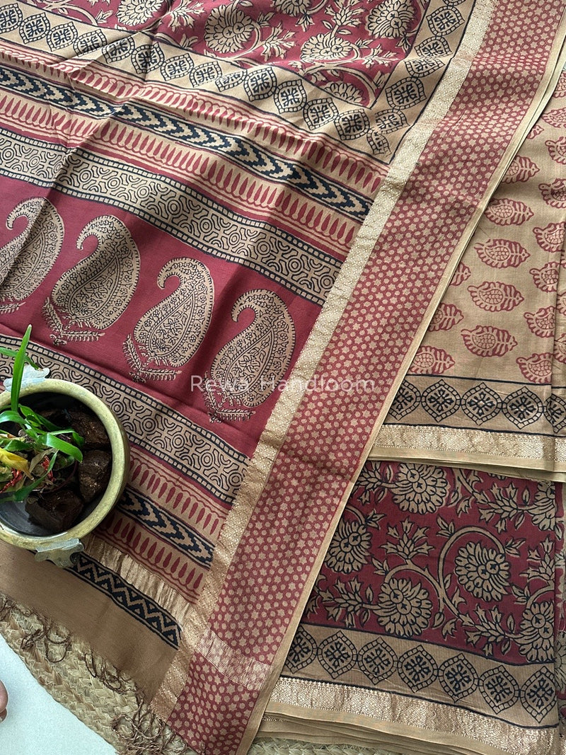 Maheshwari Mehendi Green Bagh Print Suit BSP0133