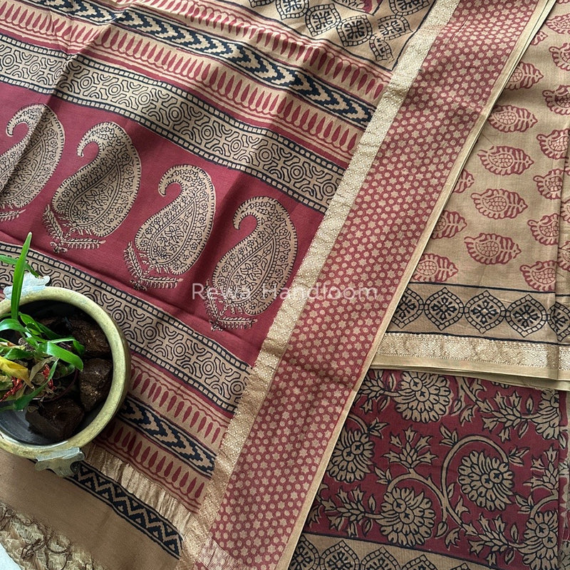  Maheshwari Mehendi Green Bagh Print Suit BSP0133
