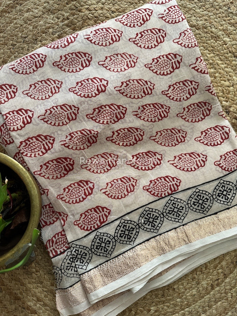 Maheshwari White Bagh Print Suit BSP00129