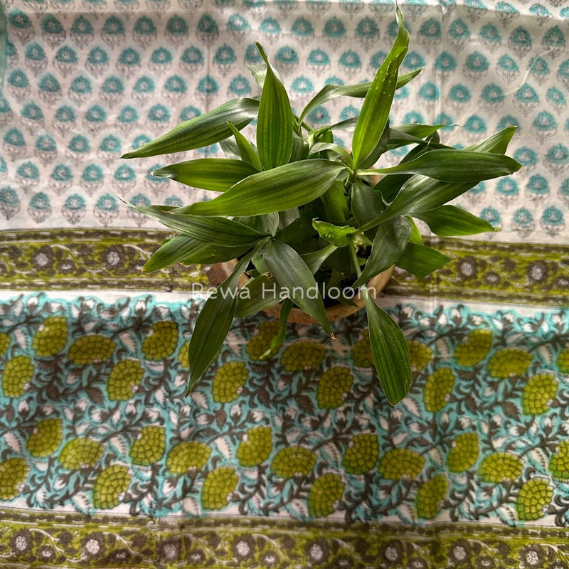 Maheshwari Sea Green Hand Block Printed Dupatta HD015