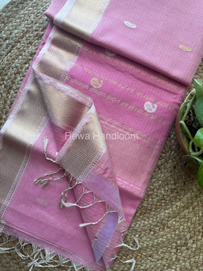 Light Pink Zari Butti ~ Maheshwari Saree-KJS021