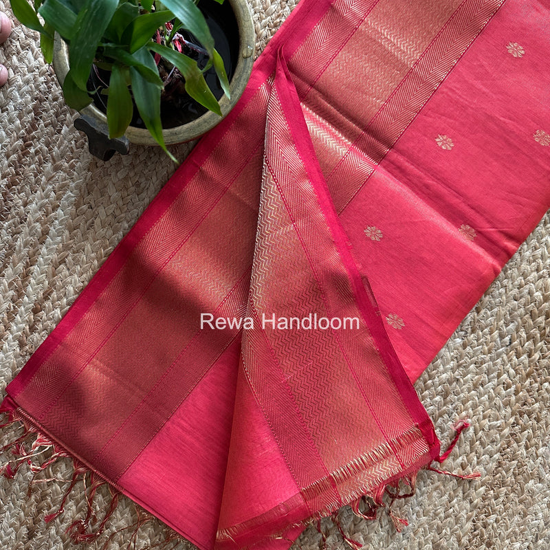Maheshwari Fuchsia Pink Tissue Butti Saree TBBS0129