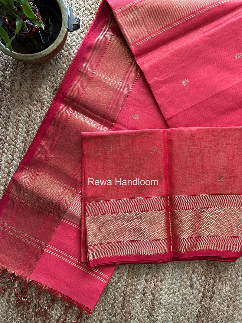Maheshwari Fuchsia Pink Tissue Butti Saree TBBS0129