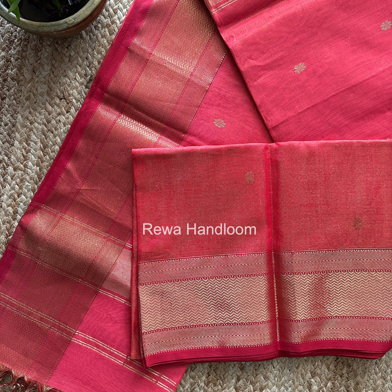 Maheshwari Fuchsia Pink Tissue Butti Saree TBBS0129