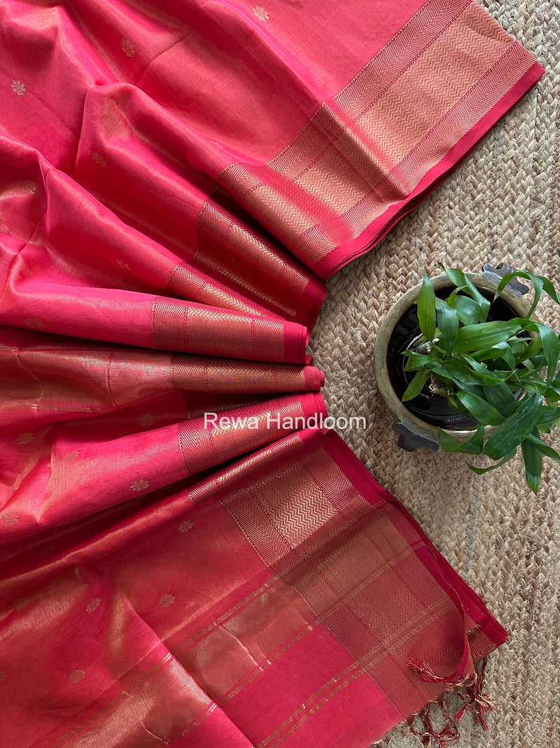 Maheshwari Fuchsia Pink Tissue Butti Saree TBBS0129