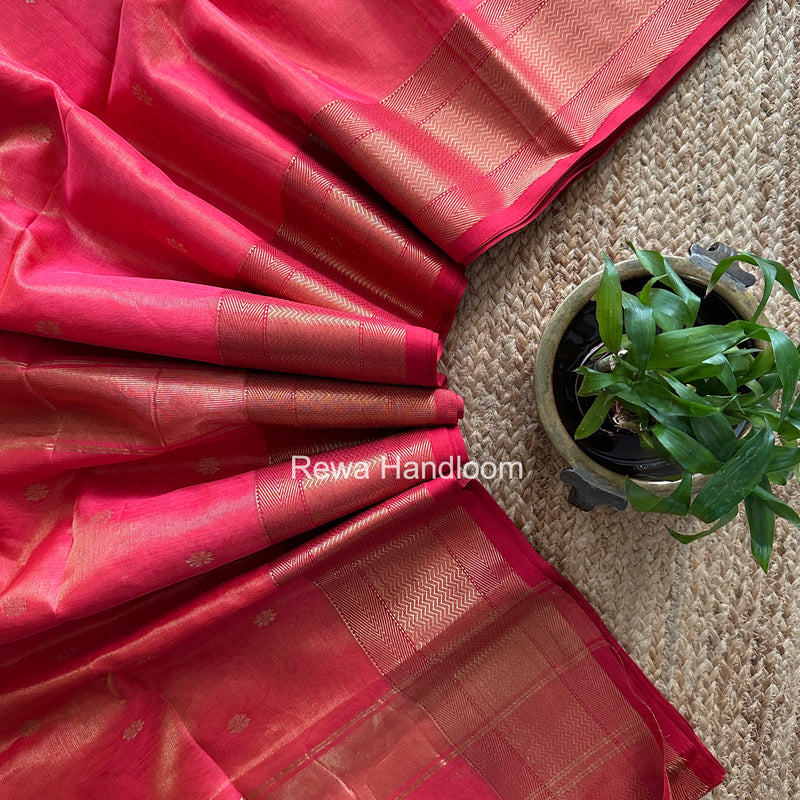Maheshwari Fuchsia Pink Tissue Butti Saree TBBS0129