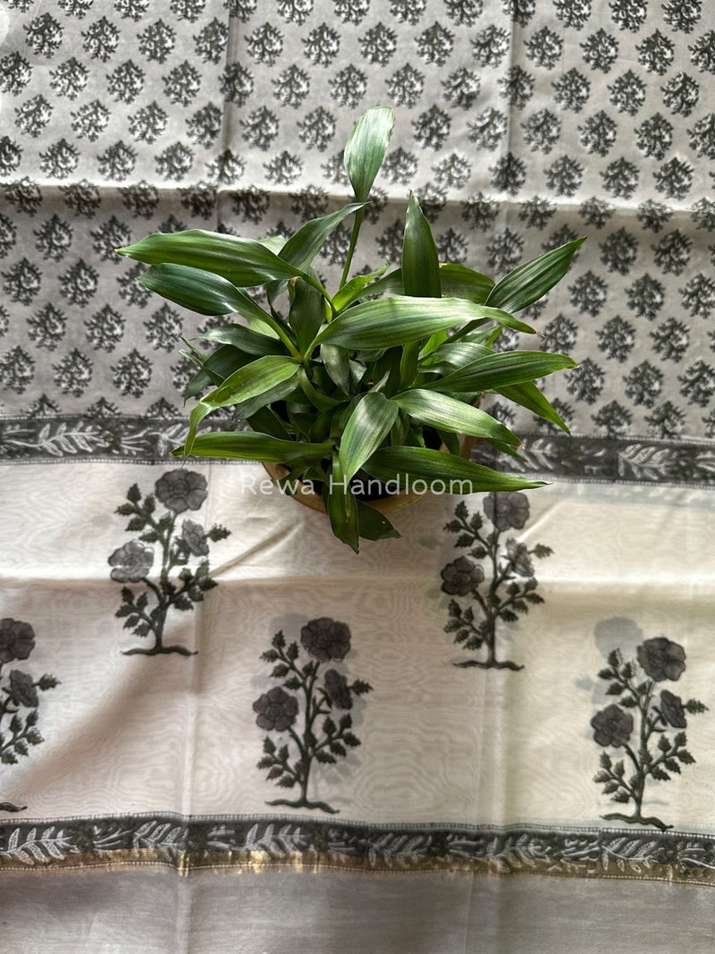 Maheshwari Grey Hand Block Printed Dupatta HD010