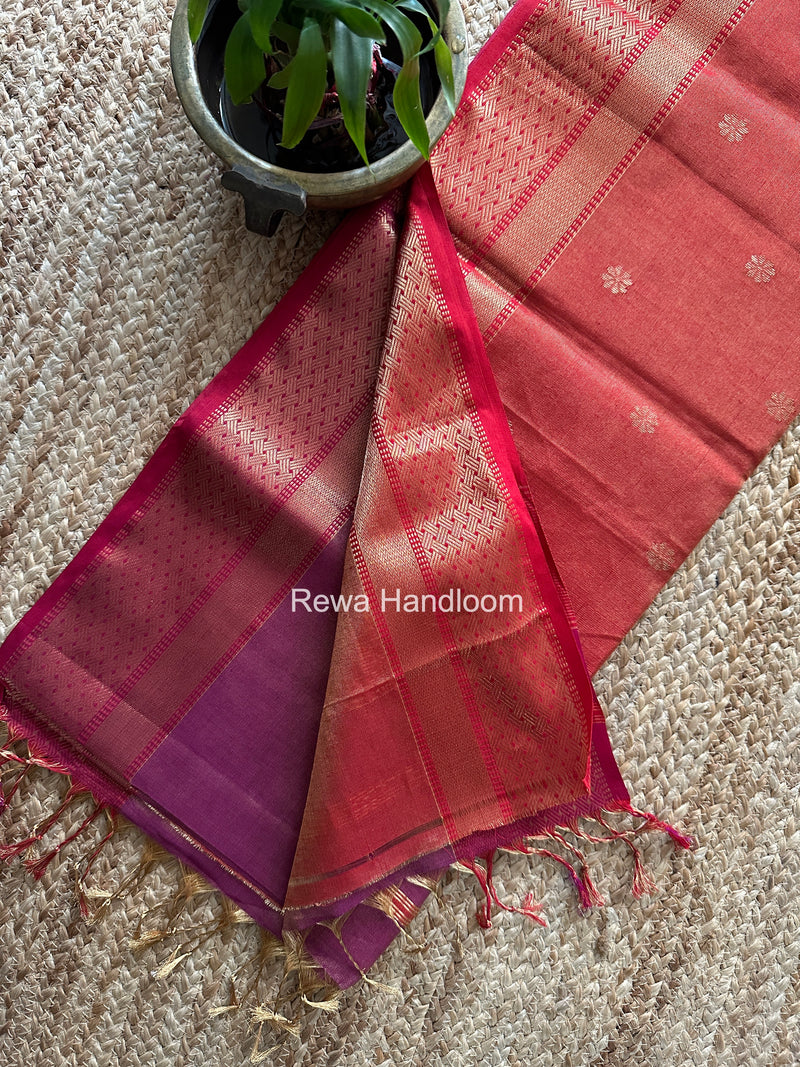 Maheshwari Magenta Tissue Butti Saree TBBS065