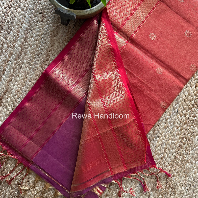 Maheshwari Magenta Tissue Butti Saree TBBS065