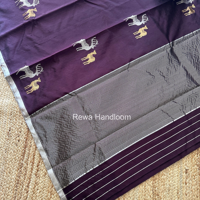 Wine Chanderi Pattu Silk Butta Saree CPHB02