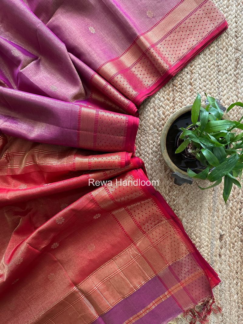 Maheshwari Magenta Tissue Butti Saree TBBS065