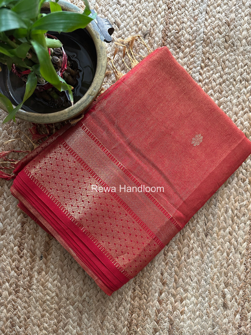 Maheshwari Red Tissue Butti Saree TBBS031