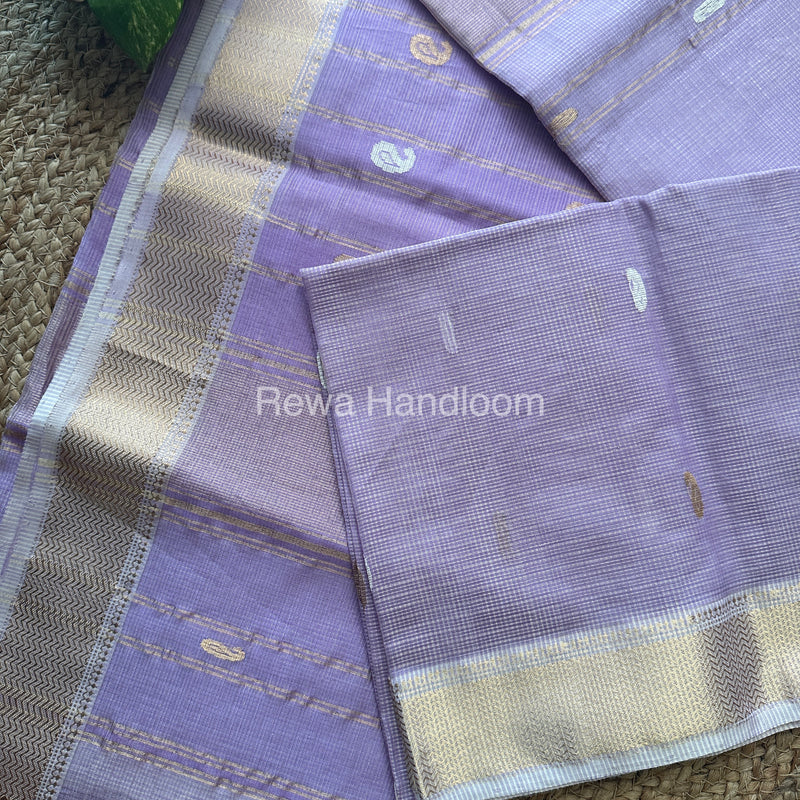 Light Purple Zari Butti ~ Maheshwari Saree-KJS024