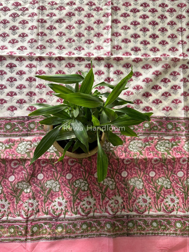 Maheshwari Baby Pink Hand Block Printed Dupatta HD012