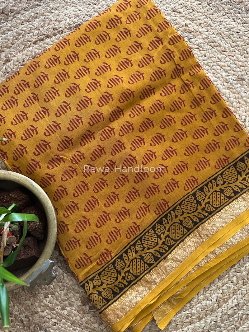 Maheshwari Mustard Yellow Bagh Print Suit BSP0147