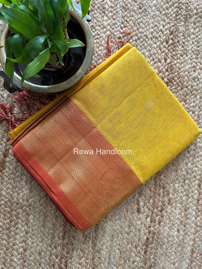Maheshwari Yellow Tissue Butti Saree TBBS089