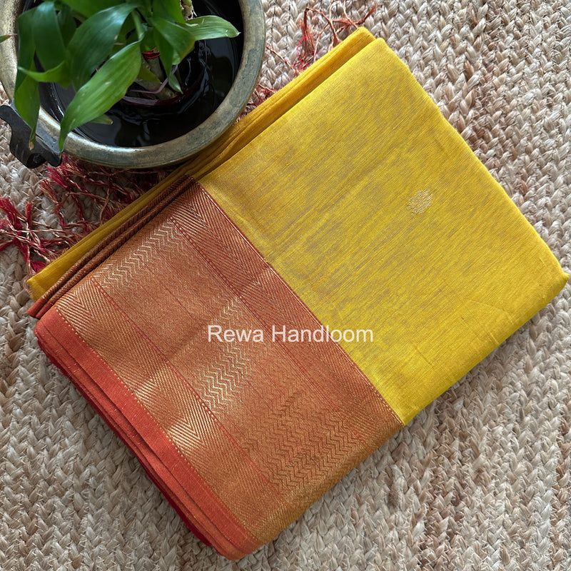 Maheshwari Yellow Tissue Butti Saree TBBS089
