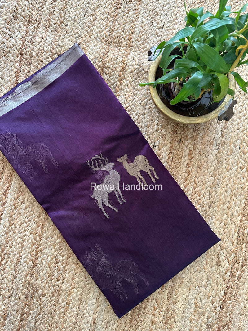 Dark Purple Chanderi Pattu Silk Butta Saree CPHB01