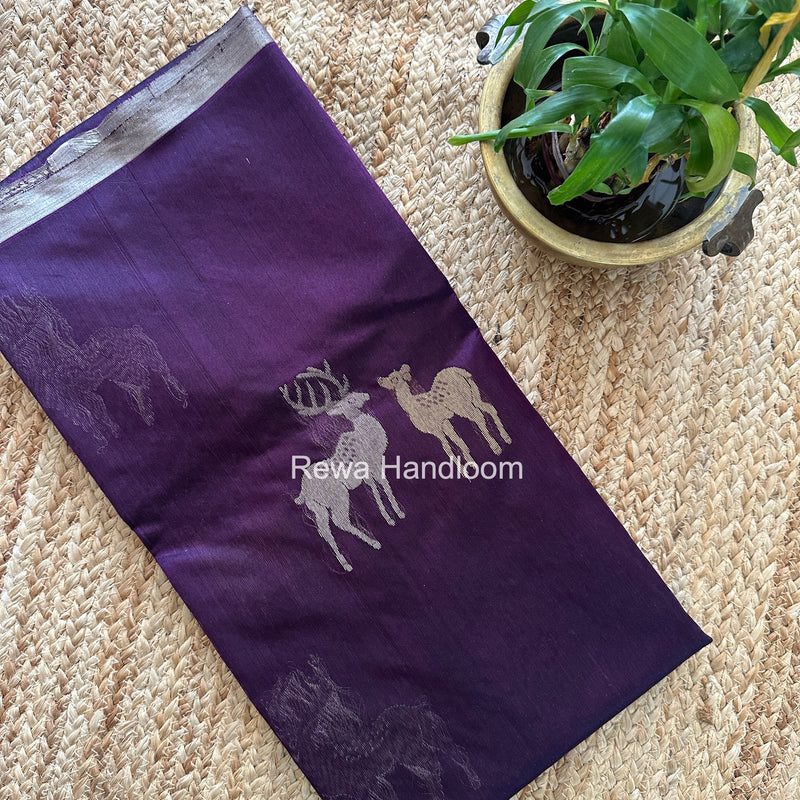 Dark Purple Chanderi Pattu Silk Butta Saree CPHB01