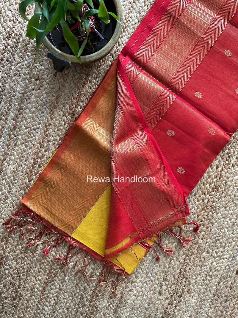 Maheshwari Yellow Tissue Butti Saree TBBS089