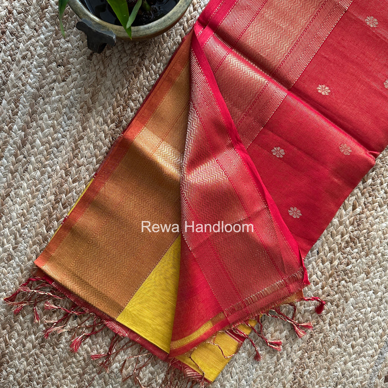 Maheshwari Yellow Tissue Butti Saree TBBS089
