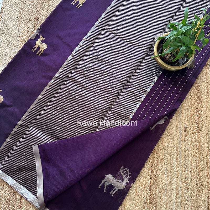 Dark Purple Chanderi Pattu Silk Butta Saree CPHB01
