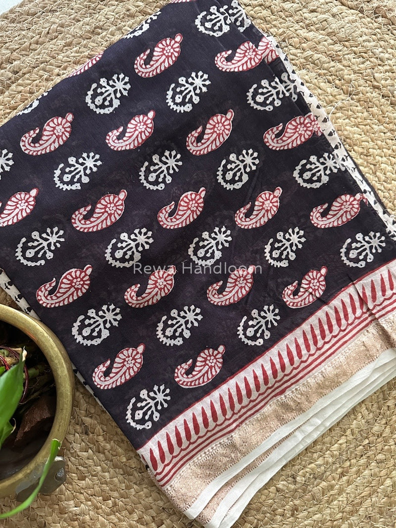 Maheshwari Black Bagh Print Suit BSP0158