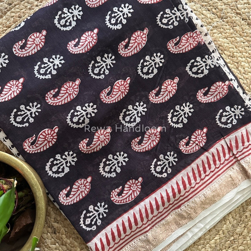 Maheshwari Black Bagh Print Suit BSP0158