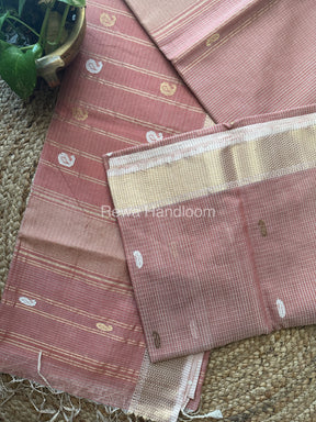 Onion Pink Zari Butti ~ Maheshwari Saree-KJS026