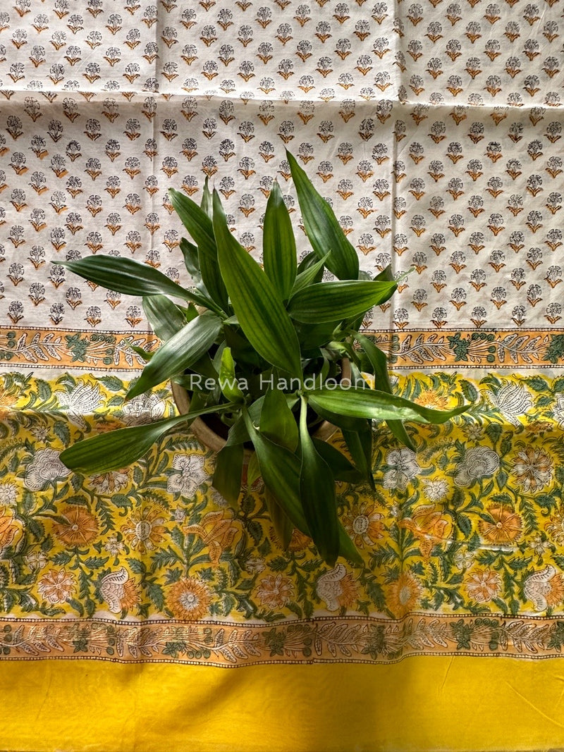 Maheshwari Yellow Hand Block Printed Dupatta HD02