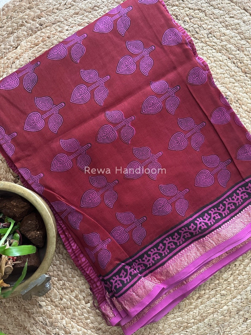 Maheshwari Dark Maroon Bagh Print Suit BSP0143