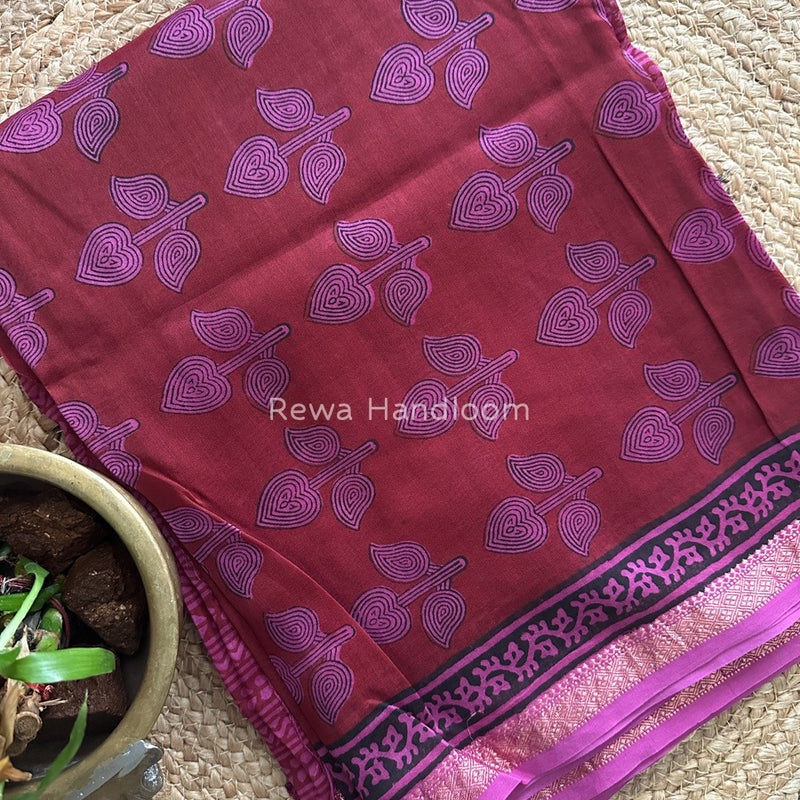 Maheshwari Dark Maroon Bagh Print Suit BSP0143