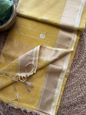 Golden Yellow Zari Butti ~ Maheshwari Saree-KJS028