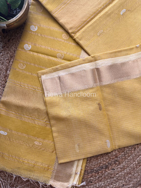 Golden Yellow Zari Butti ~ Maheshwari Saree-KJS028