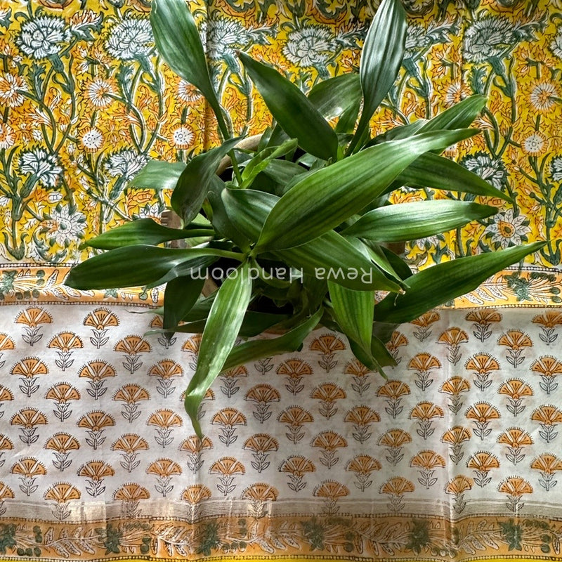 Maheshwari Yellow Hand Block Printed Dupatta HD011