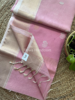 Baby Pink Zari Butti ~ Maheshwari Saree-KJS030