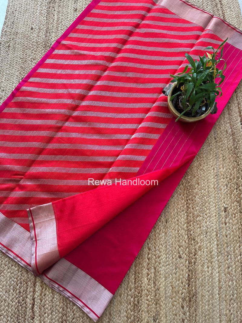 Rani Pink Chanderi Pattu Silk Saree CPSS04