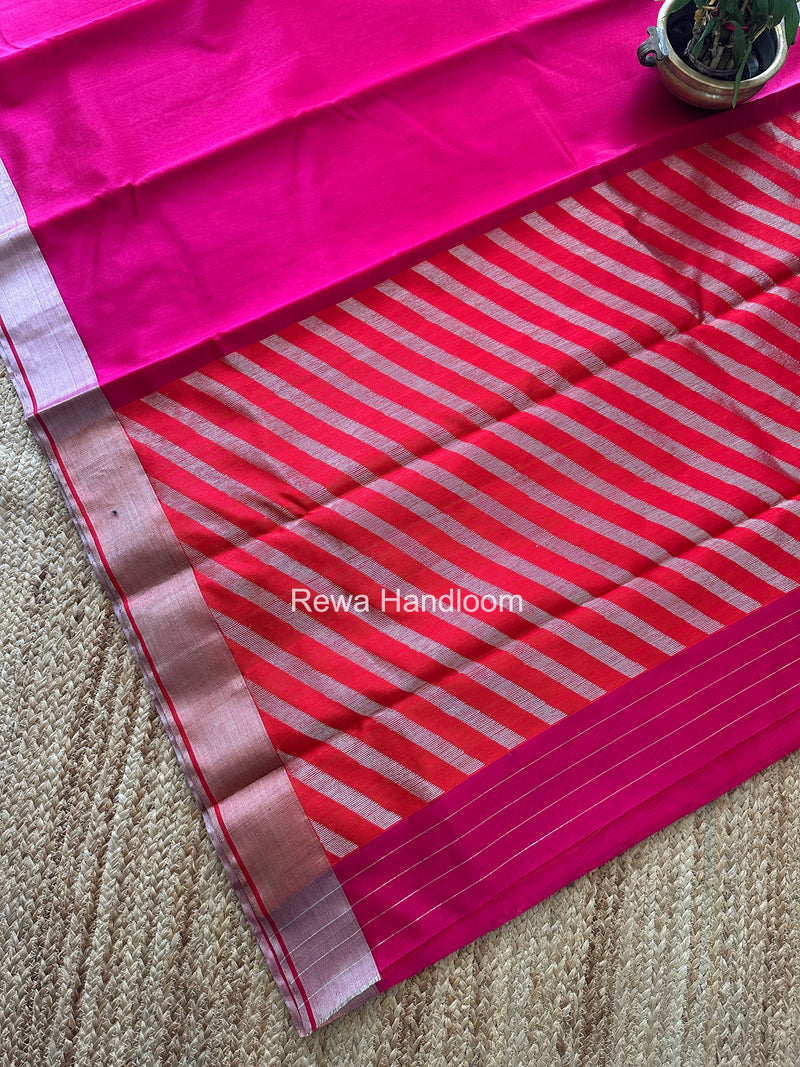 Rani Pink Chanderi Pattu Silk Saree CPSS04