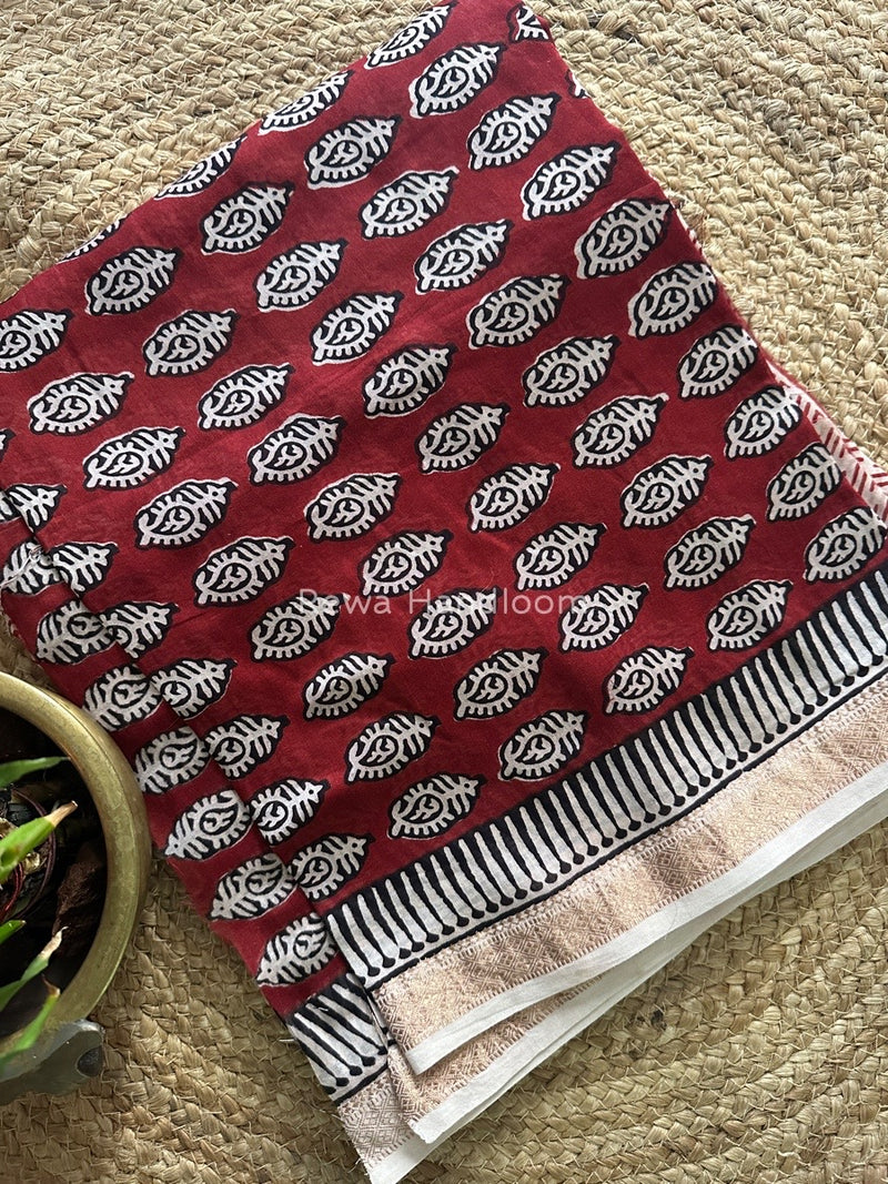 Maheshwari Maroon Bagh Print Suit BSP0141