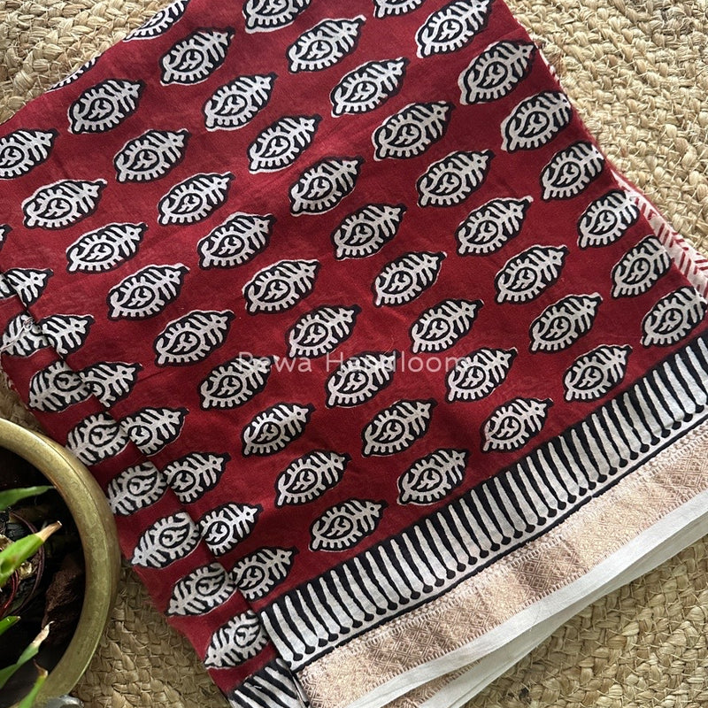 Maheshwari Maroon Bagh Print Suit BSP0141