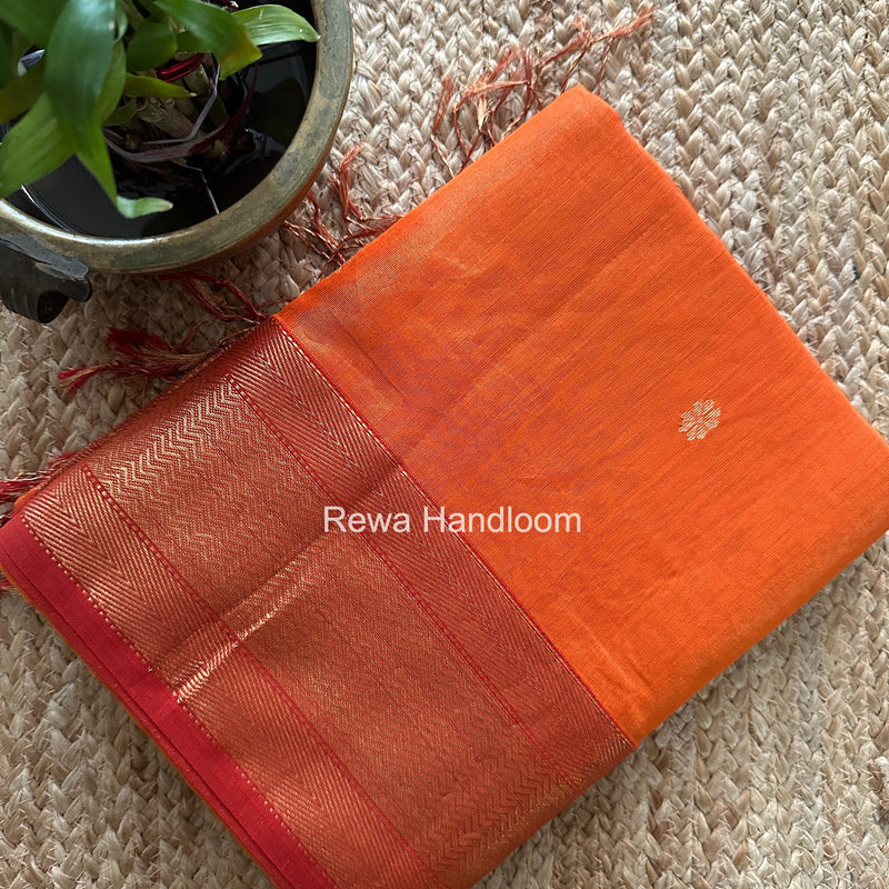 Maheshwari Orange Tissue Butti Saree TBBS0130