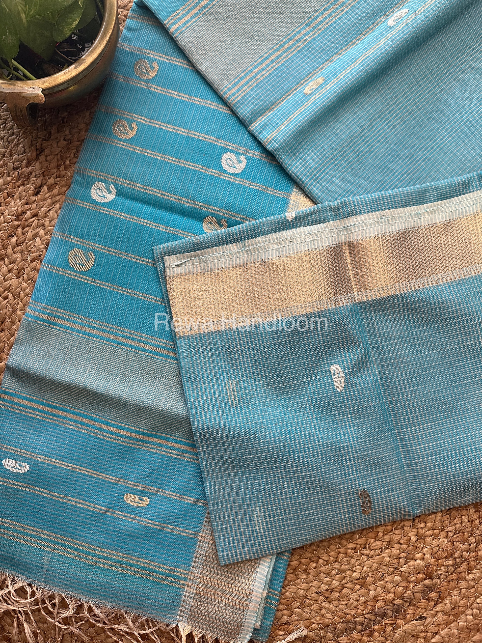Firoji Zari Butti ~ Maheshwari Saree-KJS029