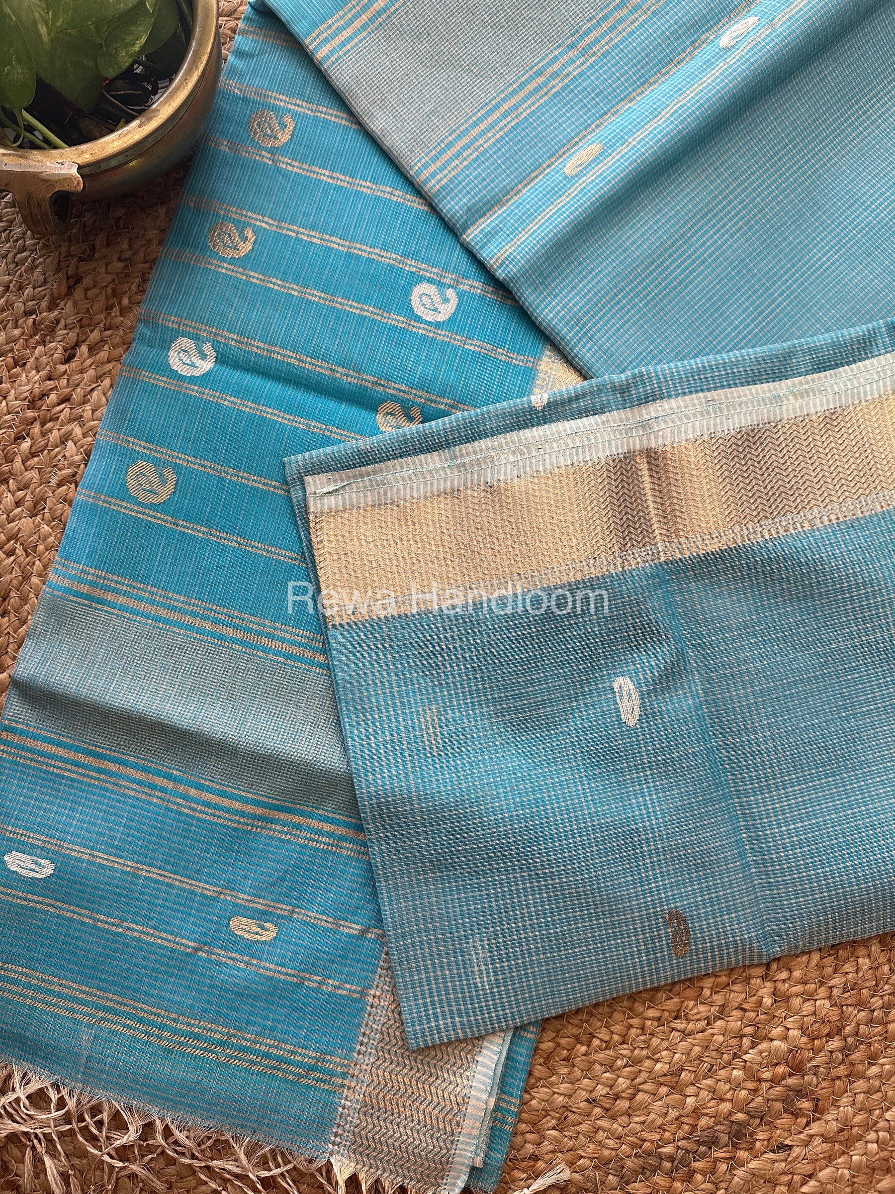 Firoji Zari Butti ~ Maheshwari Saree-KJS029