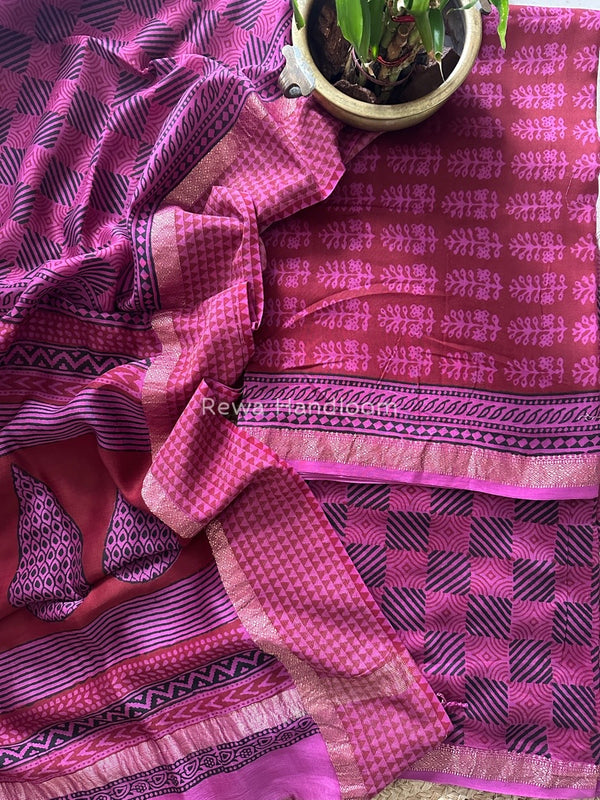 Maheshwari Red Bagh Print Suit BSP0152
