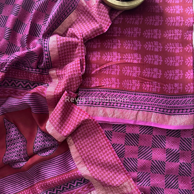 Maheshwari Red Bagh Print Suit BSP0152