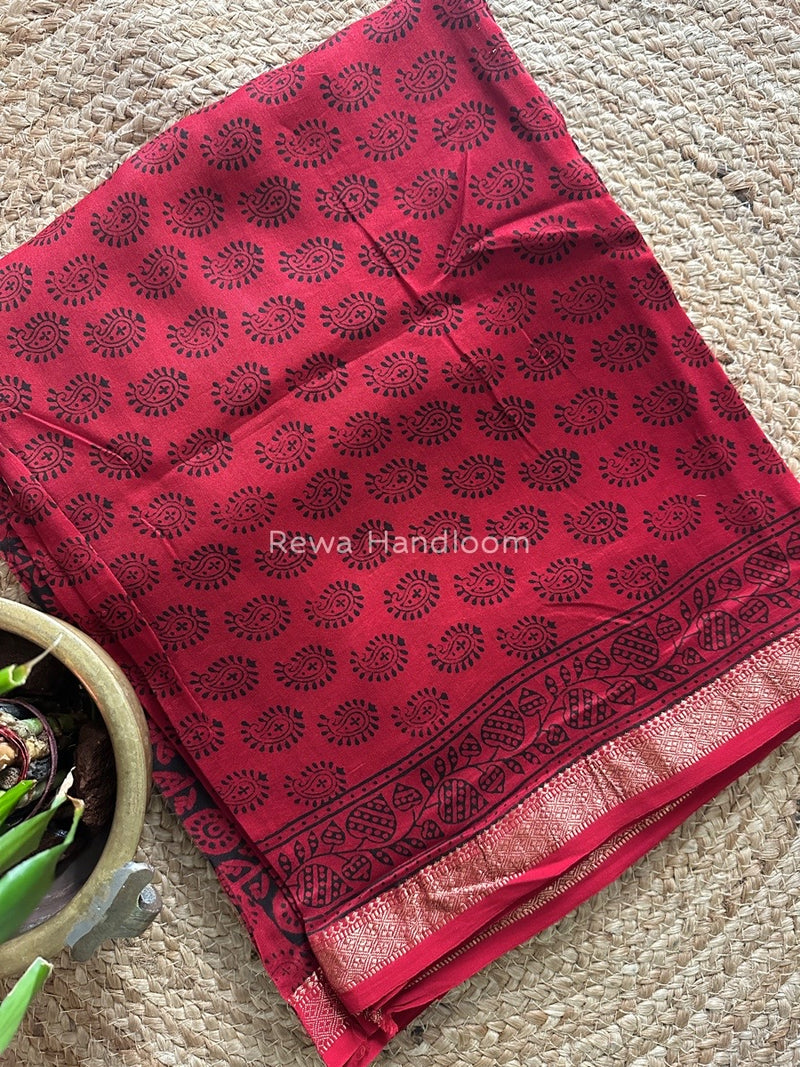 Maheshwari Red Bagh Print Suit BSP0131