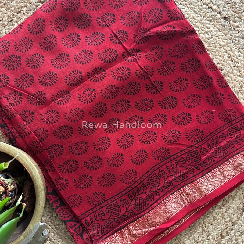 Maheshwari Red Bagh Print Suit BSP0131