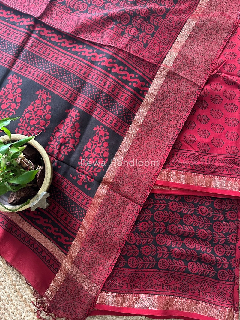 Maheshwari Red Bagh Print Suit BSP0131